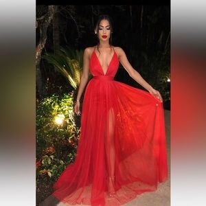 On The Runway Maxi Dress - Red - Small